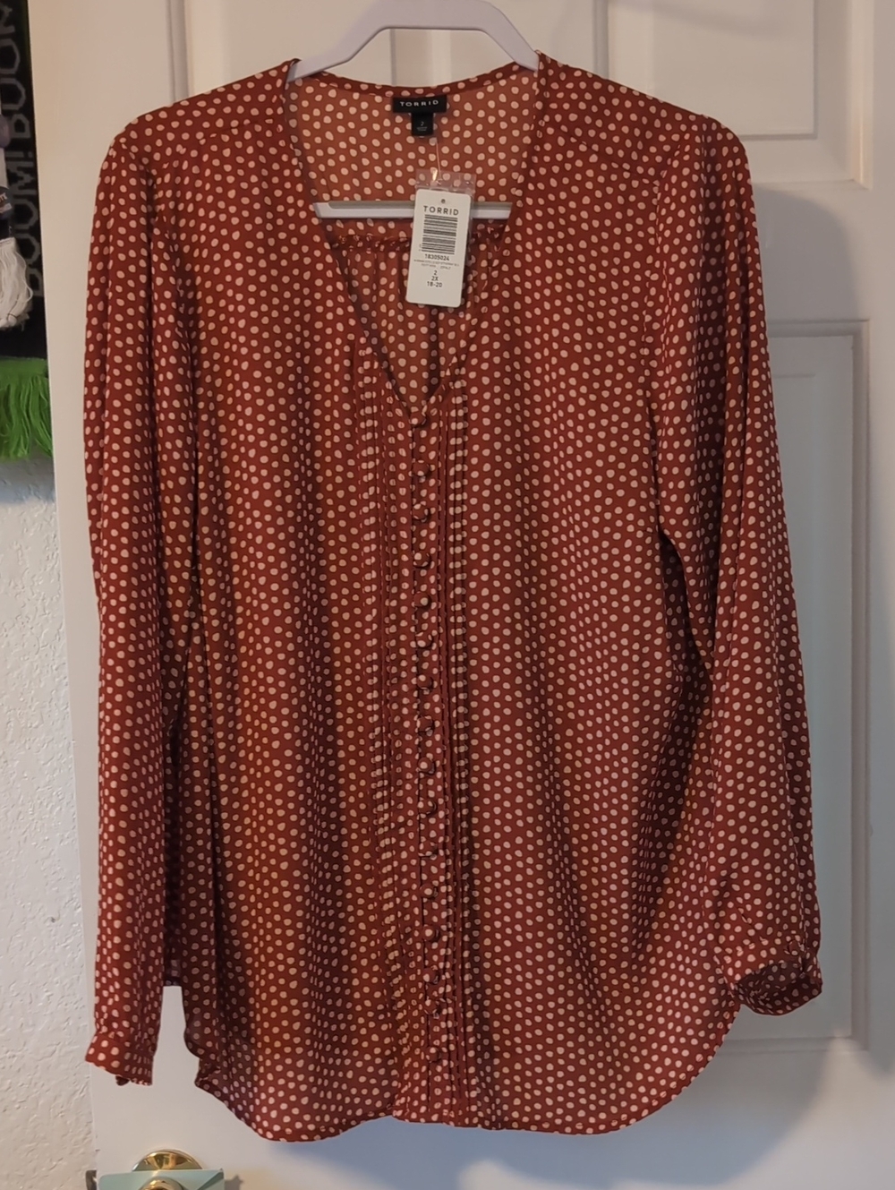 torrid Rust Polka Dot Long Sleeve Blouse